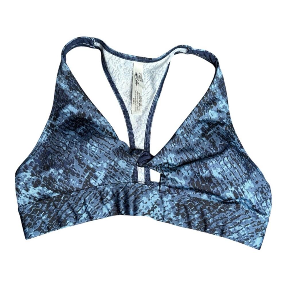 PINK Victoria’s Secret Blue Print Twist Front Racerback Sports Bra Small